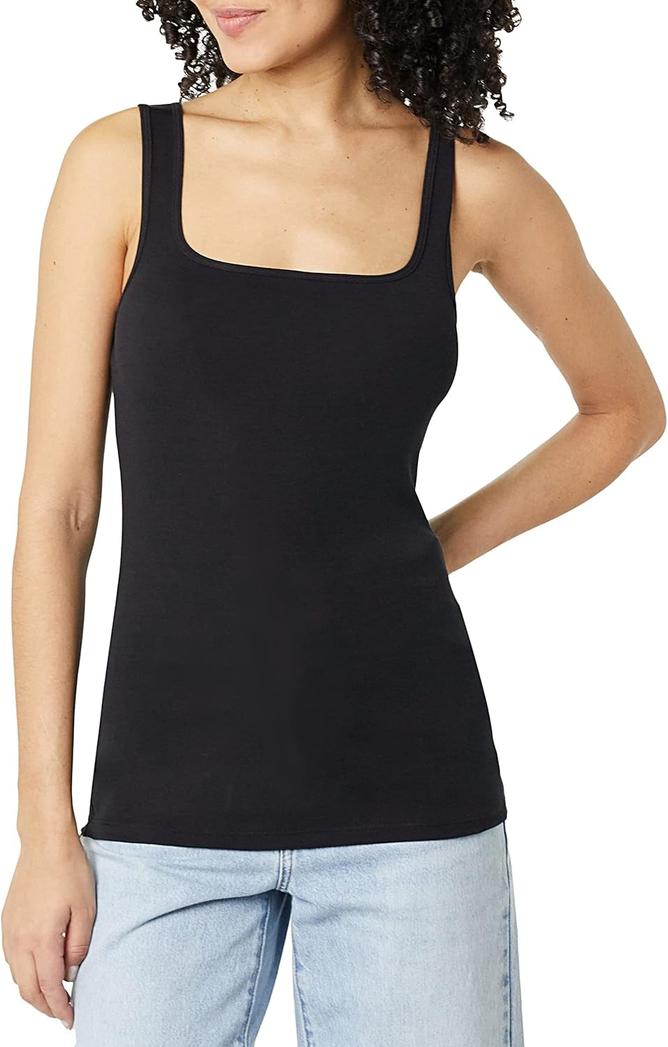 Women'S Slim Fit Square Neck Tank, Pack of 2