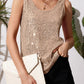 Womens Summer Fashion Sequin Tops Scoop Neck Sequin Sparkle Shimmer Sleeveless Tanks Tops Blouses