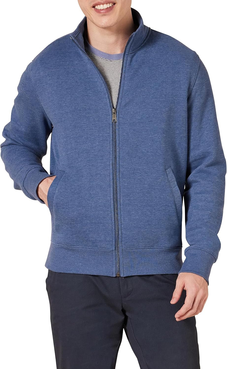 Men'S Full-Zip Fleece Mock Neck Sweatshirt