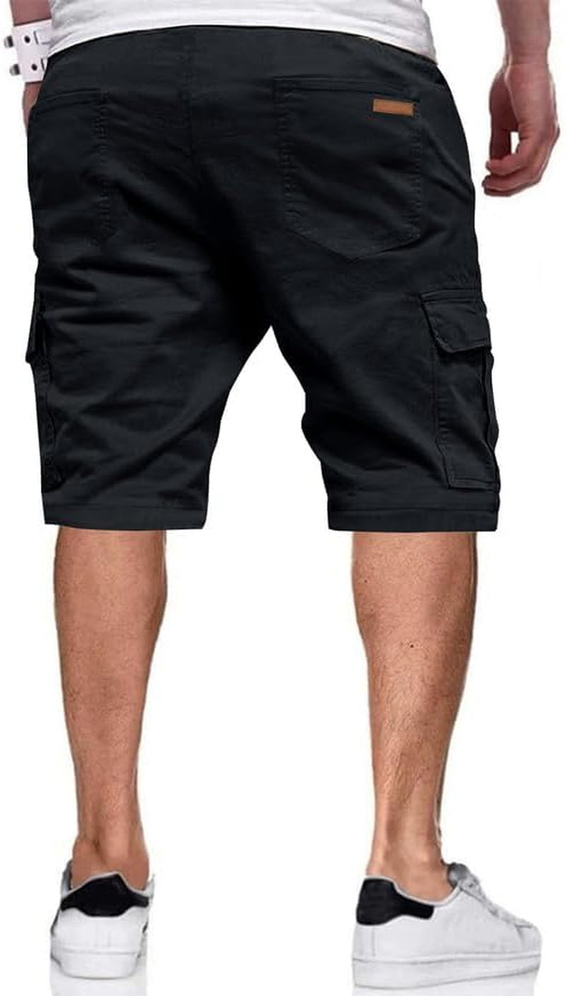 Mens Casual Twill Cargo Shorts Cotton Drawstring Classic Cargo Stretch Short with 6 Pockets