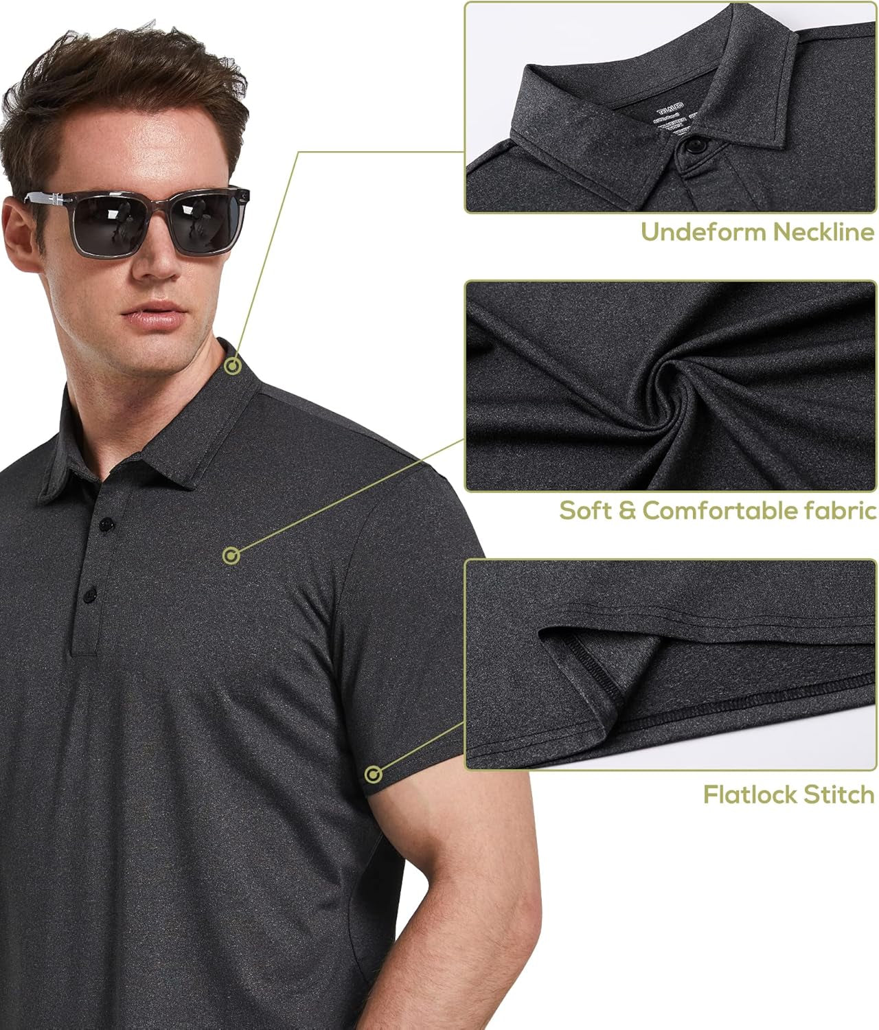 4/5 Pack Mens Polo Shirts Quick Dry Short Sleeve Golf T Shirt Performance Moisture Wicking Casual Workout