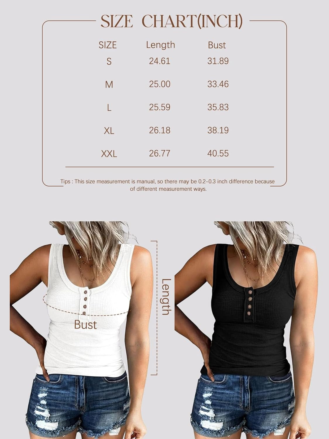 3 Pack Women Tank Tops Ribbed Summer Casual Sleeveless Basic Cami Top Trendy Slim Henley Button down Blouses 2024