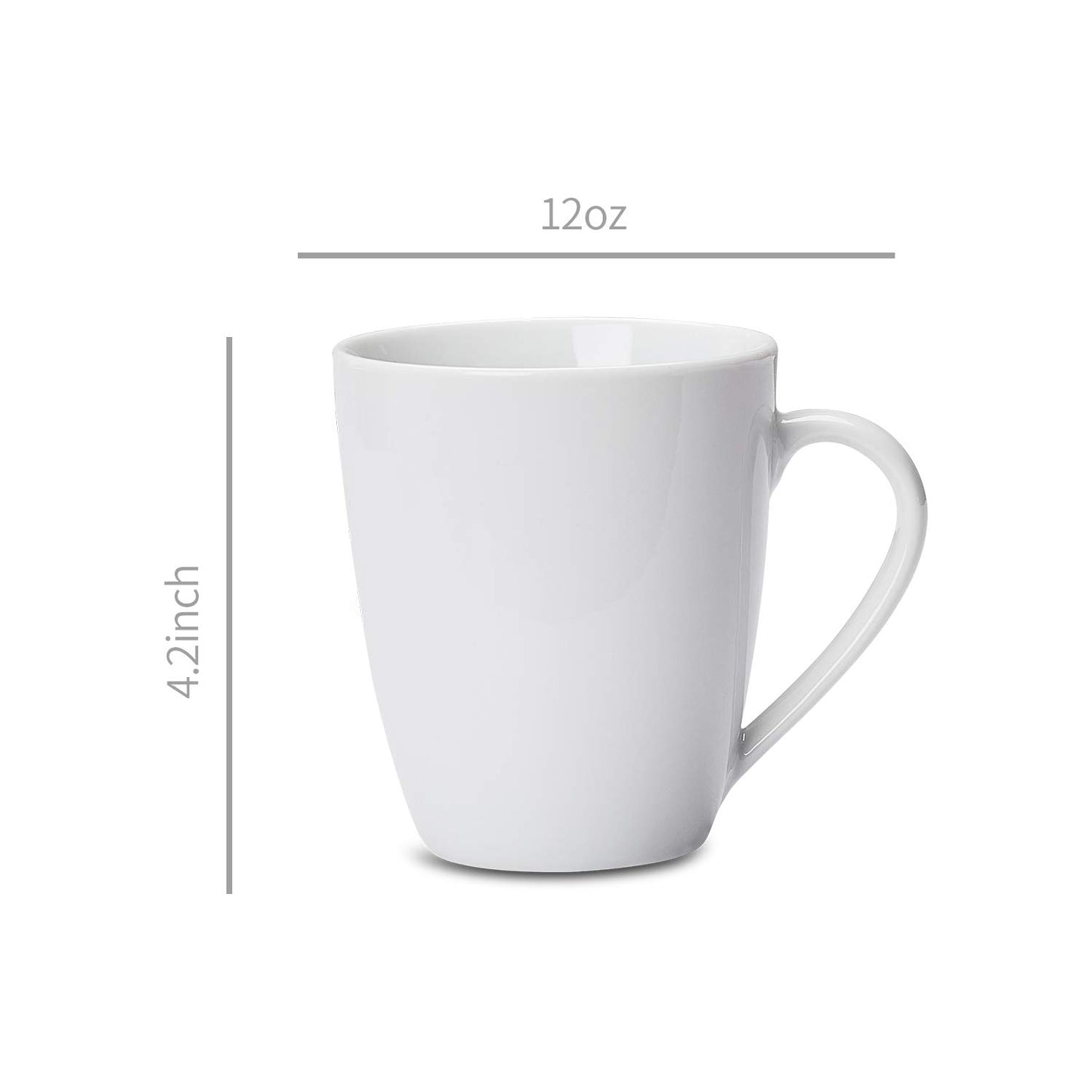 Porcelain, 12 Oz Coffee Mug Set, 12 Count, White (Previously Amazoncommercial Brand)